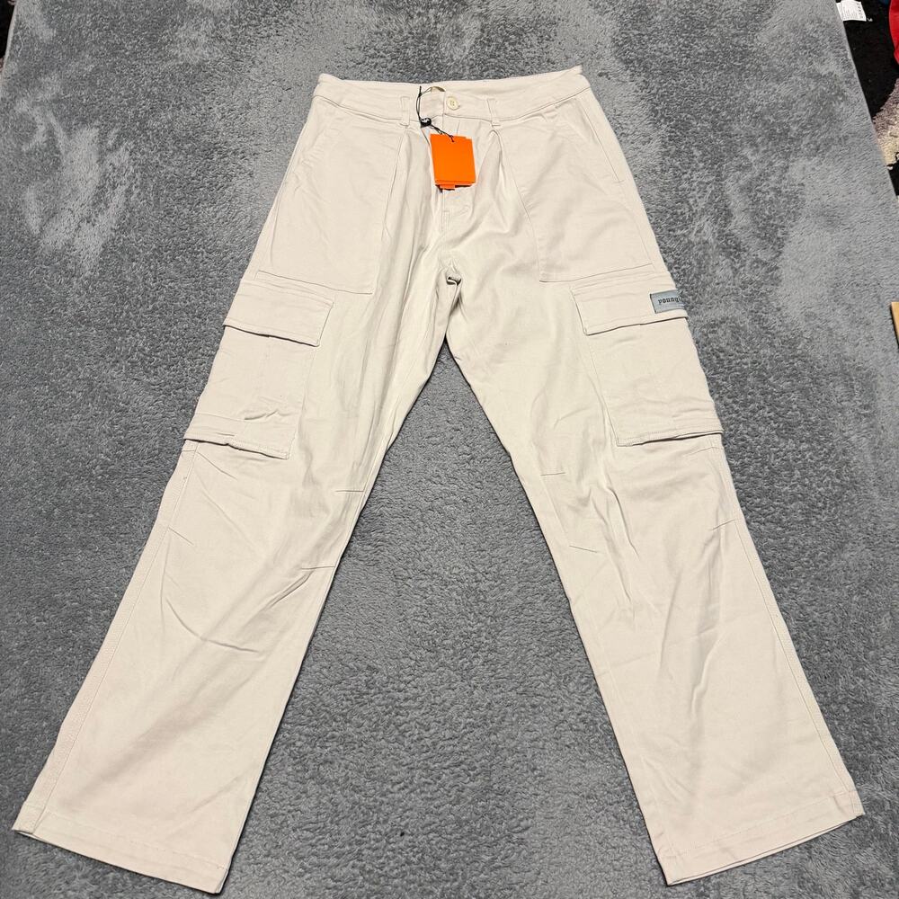 YoungLA Pants Mens 32 Cream Cargo 627 Straight Chino Military